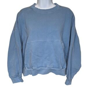 No 6 Store Womens Oversized Blue Sweatshirt Sz M/L Pullover Minimalist Weathered